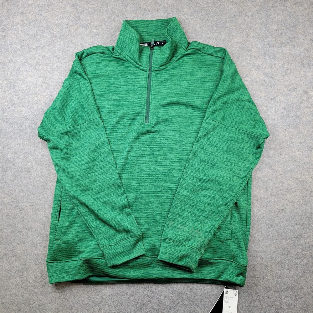 Adidas Sweatshirt Mens XL Green TI QTR ZIP Climalite 1/4 Zip Pullover D79194‎